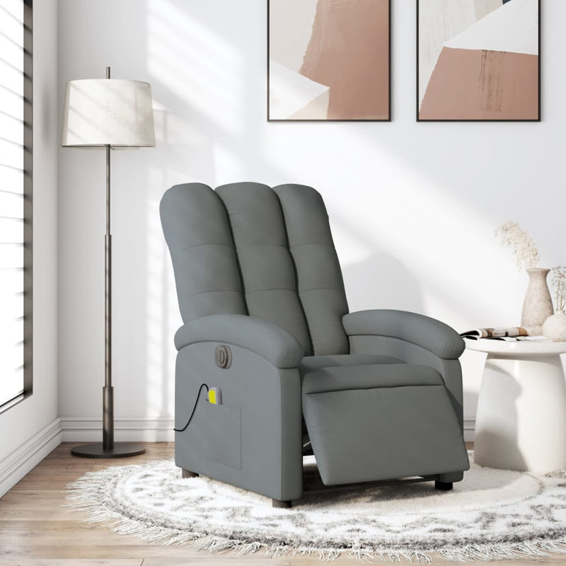 Fauteuil inclinable de massage vidaXL, dossier / repose-pieds réglable, tissu, Dark Grey Faux Leather, Courant