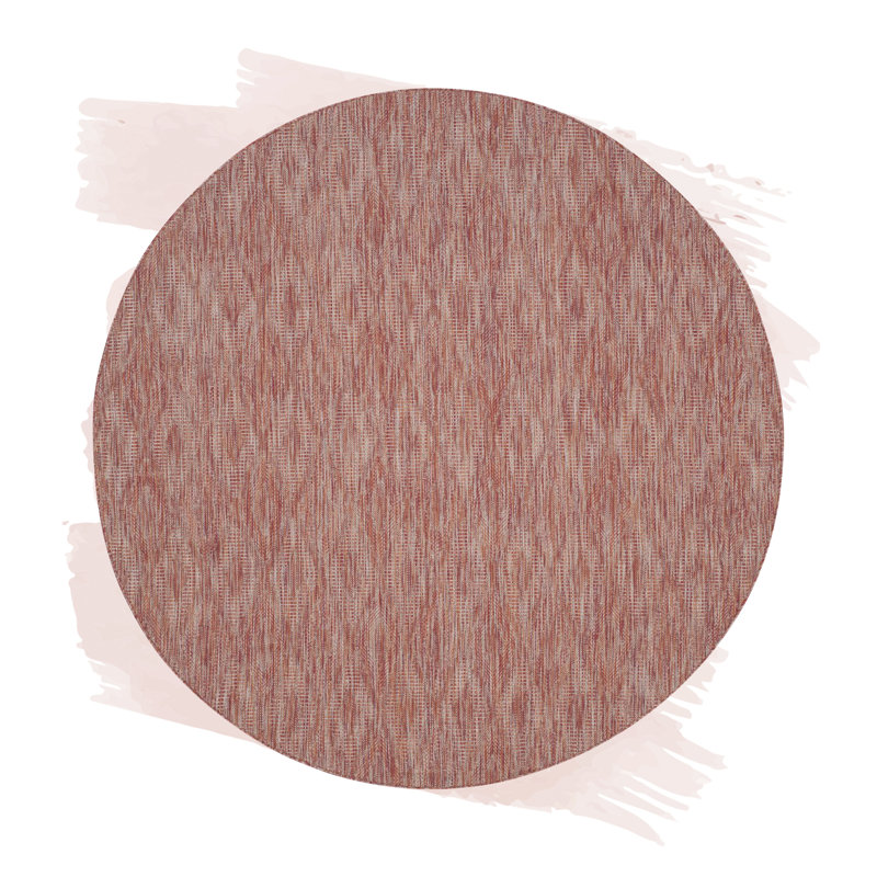 Tapis d'intérieur / extérieur à motif géométrique Jnessa Performance, Rond 5 pi 3 po