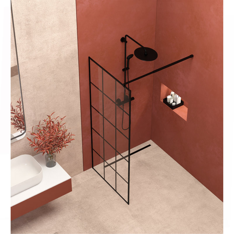 Écran de douche encadré en verre de 34 po de largeur x 72 po de hauteur avec verre trempé de 6 mm à impression en soie de 1/4 po