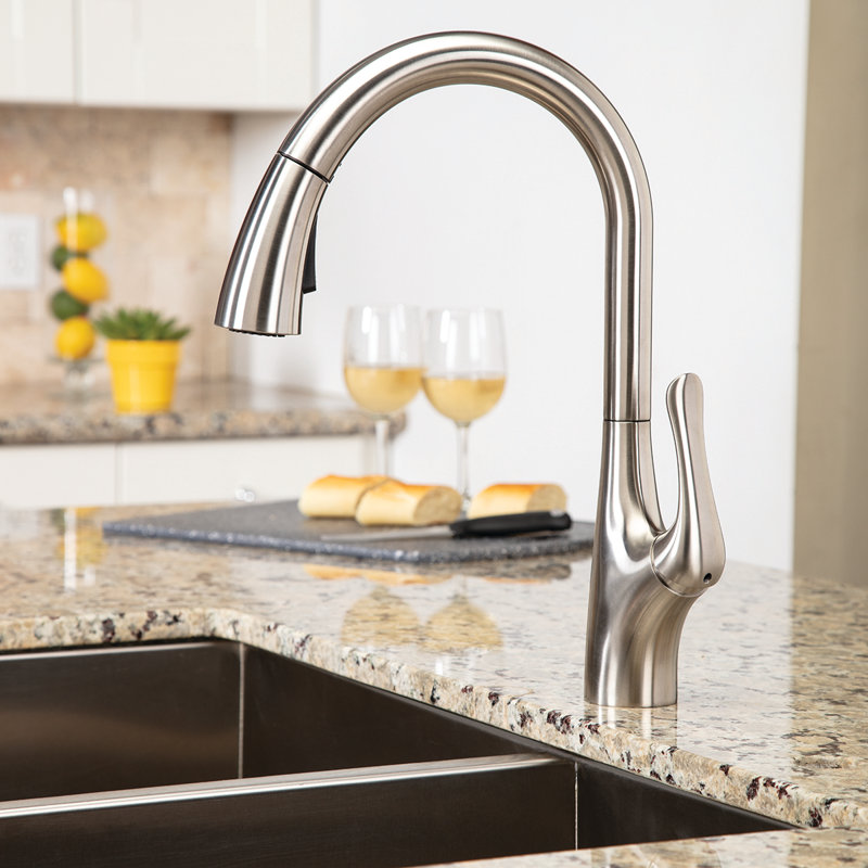 Robinet de cuisine à poignée simple chelsea, Acier inoxydable