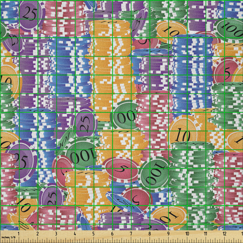 Dado Stacks of Colored Casino Chips Betting Luck Fabric