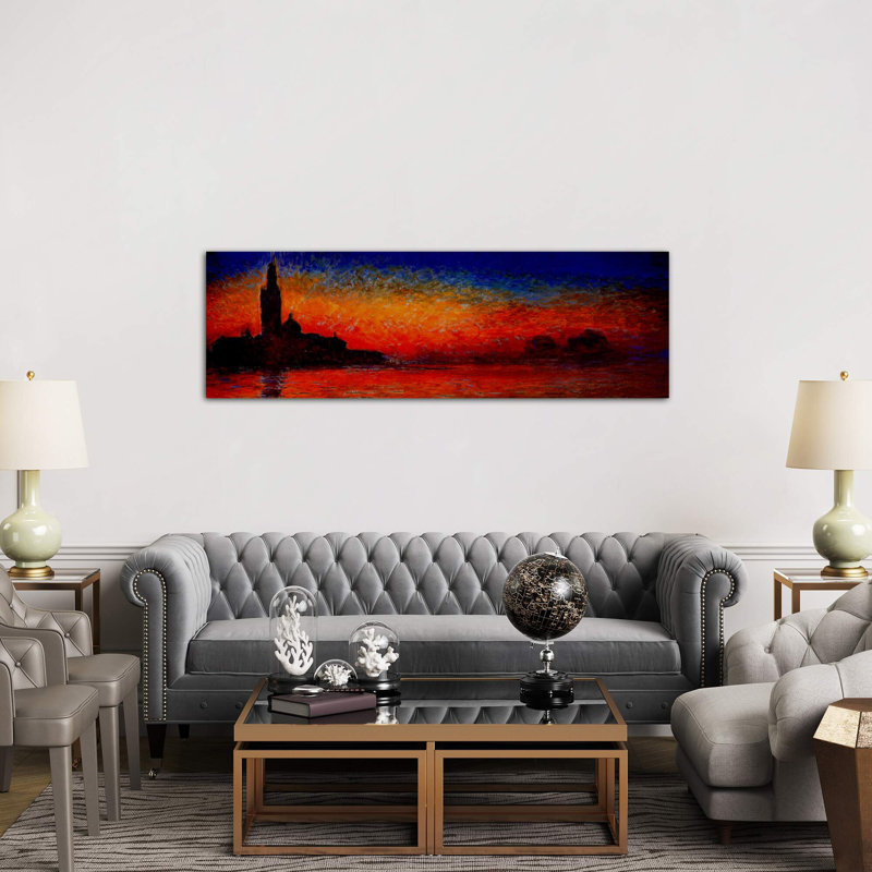 Sunset In Venice by Claude Monet - No Frame Panoramic Painting on Canvas, 182.88 cm H x 60.96 cm W