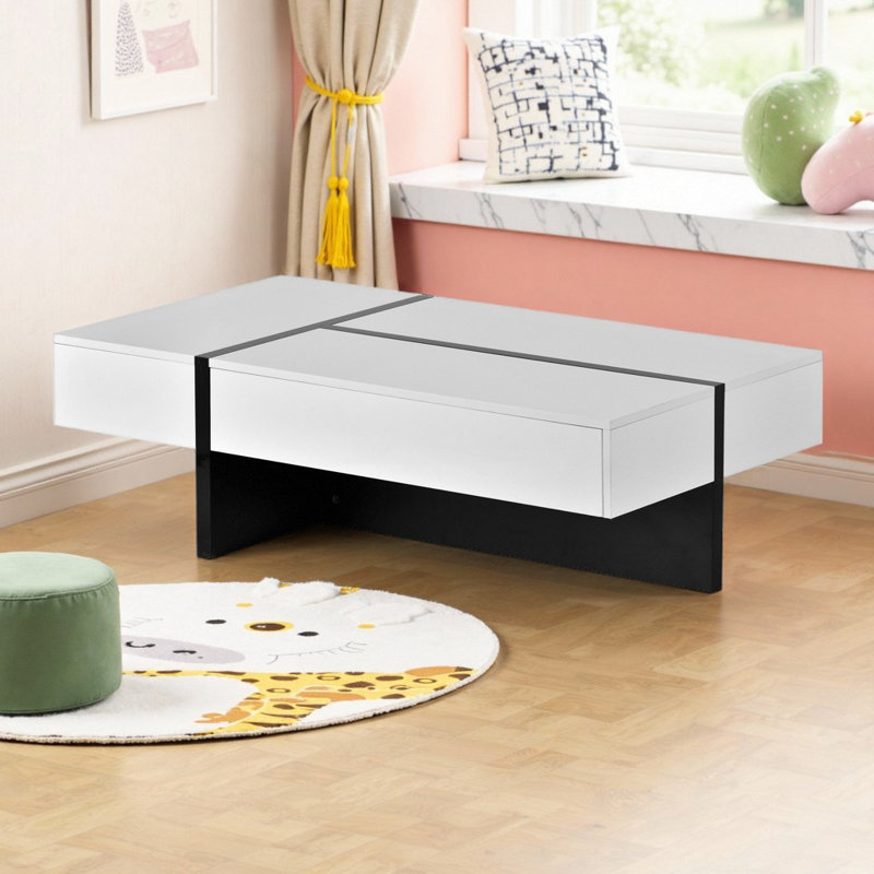 Table basse 45,2 po, Blanc/Noir