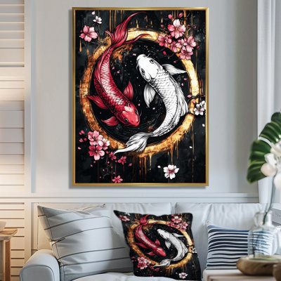Art mural Sakura Yin et Yang Koi Pond IV - Kois Fish