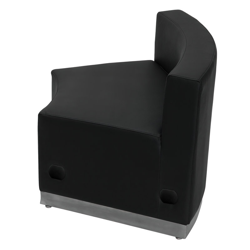 Avalon Black LeatherSoft Modular Concave Chair with Stainless Steel Base