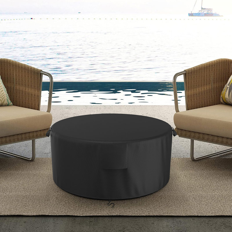 Housse de foyer d'extérieur ronde pour patio, couverture complète robuste, noir, H 25 po x l 45 po x P 45 po