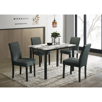5Pc Dining Set Kitchen Dinette Cushions Upholstered 4X Chairs Dining Room