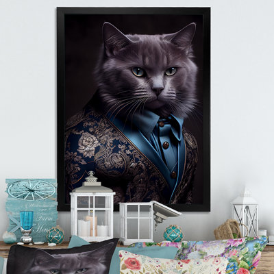 Stylish Cat In Fancy Blue Fashion Design I " Stylish Cat In Fancy Blue Fashion Design I "