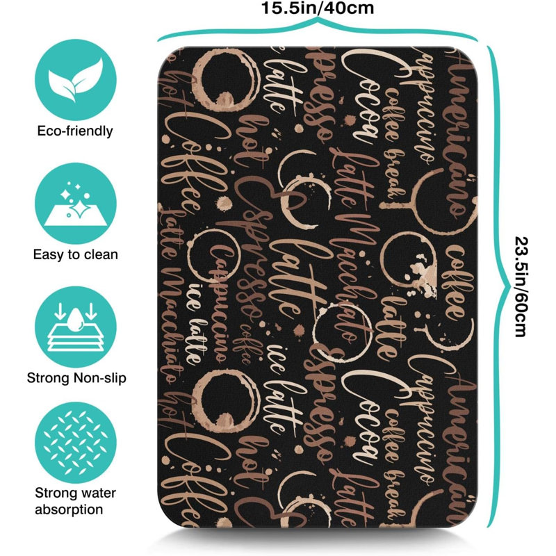 Coffee Bar Mat Accessories for Countertop Absorbent Hide Stain Rubber Backed Dish Drying Mats for Kitchen Counter Draining Pad Decor Gift(24x16in)
