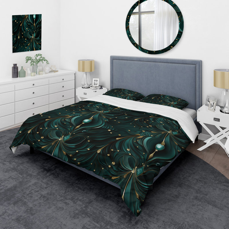 Ensemble de housse de couette Deep Emerald Radiant Glamour Emerald II - Marble