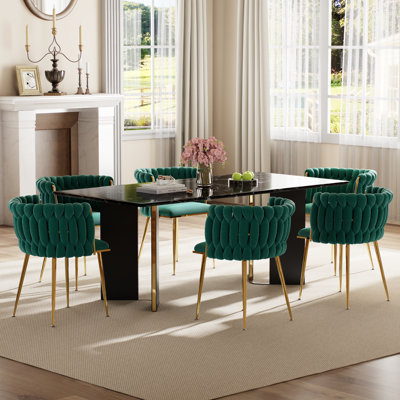 Ensemble de table de salle à manger rectangulaire avec chaises rembourrées Weavon, ensemble de table de salle à manger Mid-Century pour coin-repas de cuisine