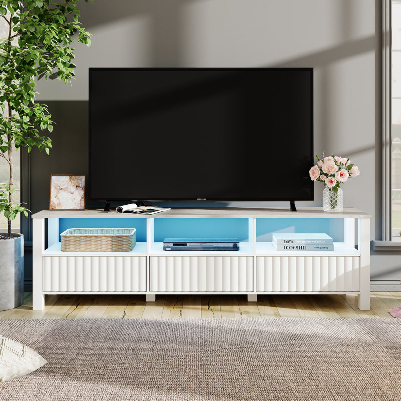 Carnetta Unfinished TV Stand for TVs up to 75", White/Blue