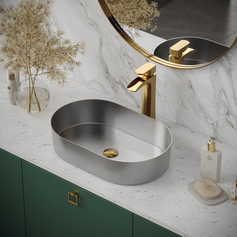 Karran Cinox 13.75'' Stainless Steel Oval Bathroom Sink, Stainless Steel