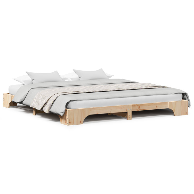 Bed Frame Solid Pine Wood, Natural, Super King (6')