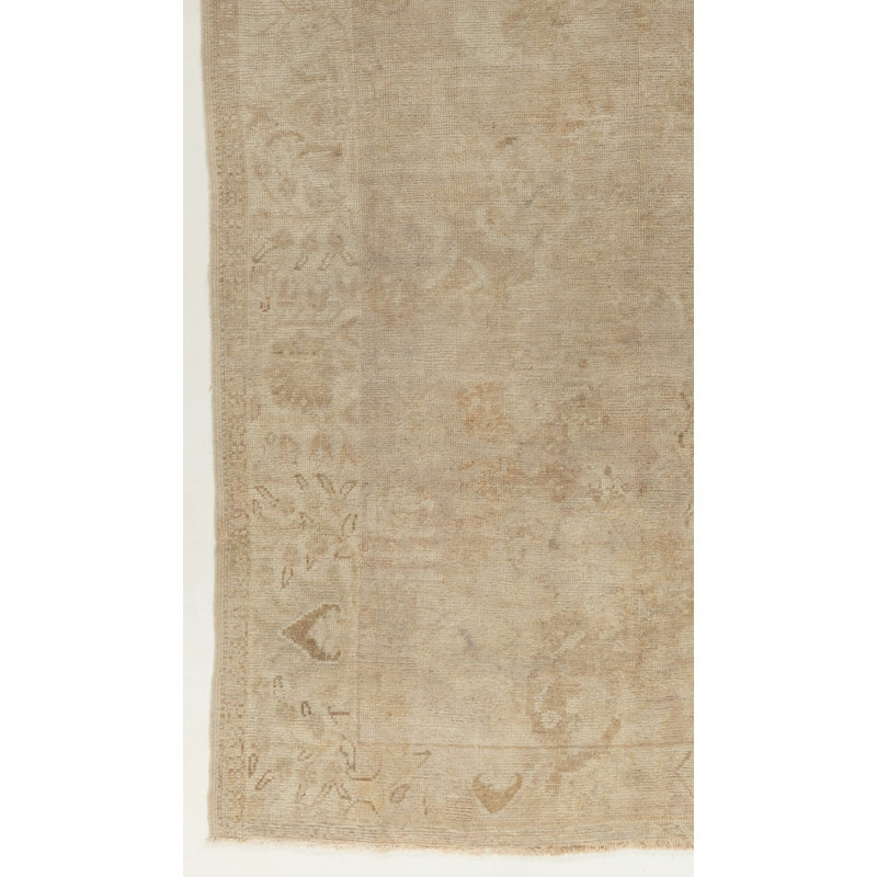 Tapis de couloir beige unique en laine de style années 1940 de 3 pi 8 po x 9 pi 2 po