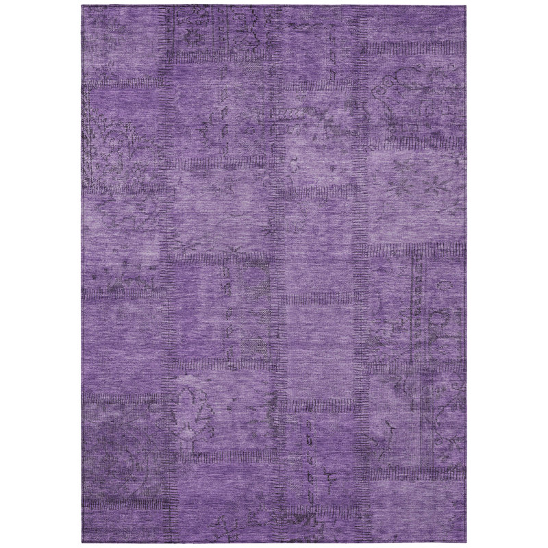 Tapis intérieur lavable 8 pi x 10 pi aubergine mauve et gris