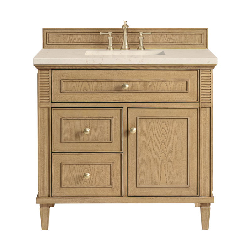 Lorelai 36'' W Single Vanity, Carrara White, Light Natural Oak, 8" Widespread