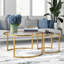 Lauretta 36" Glass And Steel Round Nested Coffee Tables-1406572429