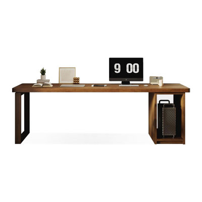 Bureau d'écriture rectangulaire en bois massif foncé noyer foncé