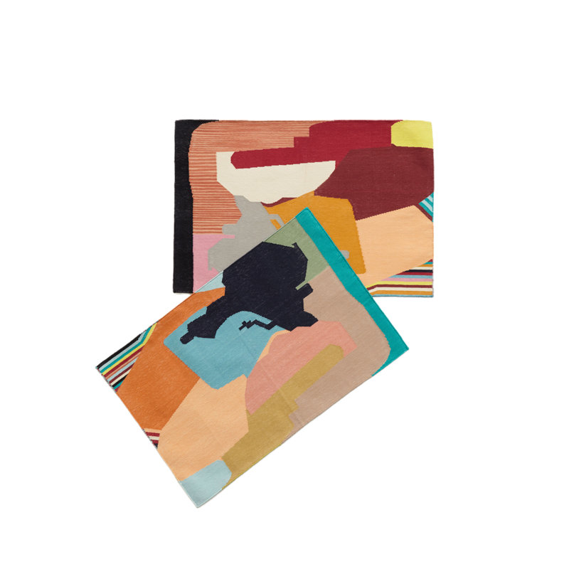 Rectangle Kulfi Abstract Hand Woven Flatweave Cotton Area Rug in Beige/Orange, Rectangle 5' x 7'