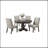Traditional Formal 5Pc Dining Set Round Table 4X Side Chairs Pedestal Base Oak Finish Table Wingback Design Chair Upholstered Cushion Dining Room