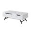 Table basse Throm blanche avec faux grain de marbre et plateau relevable