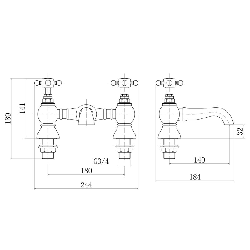 Krouse Deck Roman Tub Faucet Bath Filler