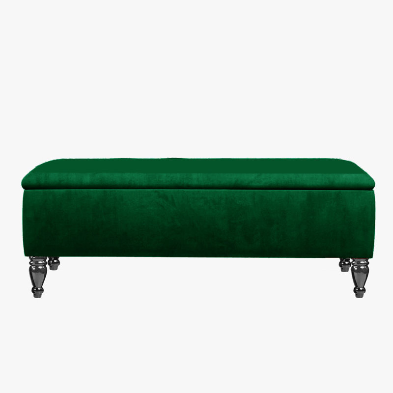 Lisbon Ottoman Bench with Storage, End of Bed Bench, Rectangle Coffee Table, Upholstered Footstools, Forest Green
