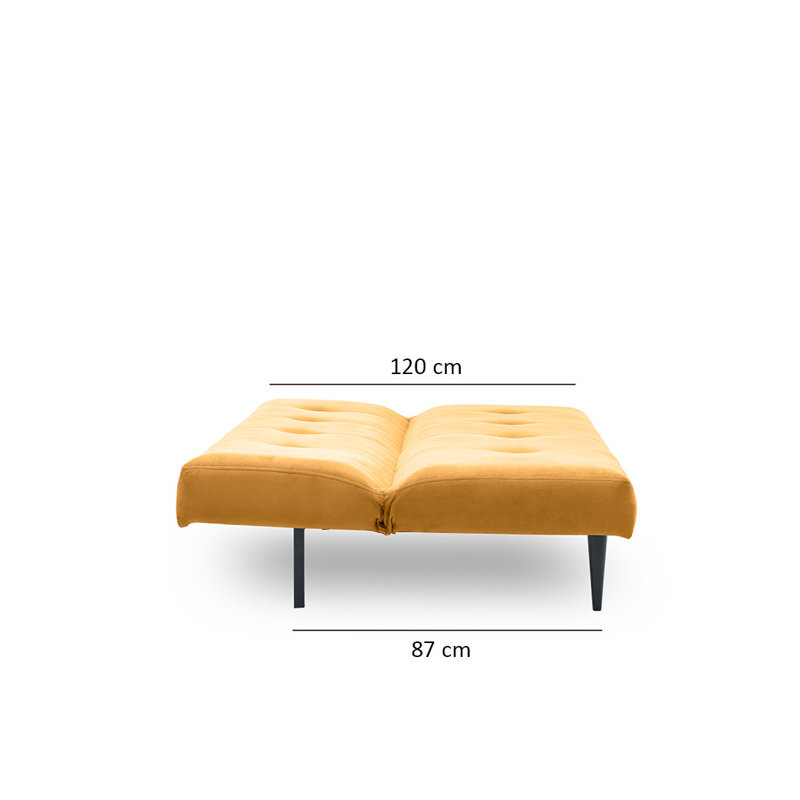 Canapé convertible à dossier capitonné de 72,8 po de largeur Breadon, Polyester moutarde 100 %