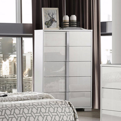 Pieds chromés de style contemporain avec finition de la commode UV 1pc et poignées verticales avec roulement à billes