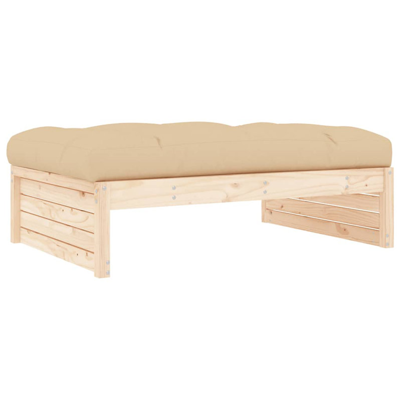 Garden Footstool Solid Wood, Beige, Brown