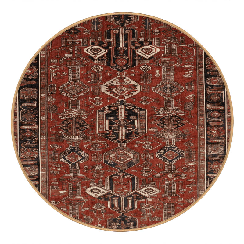 Tapis brun lavable à la machine, Rond 3 pi