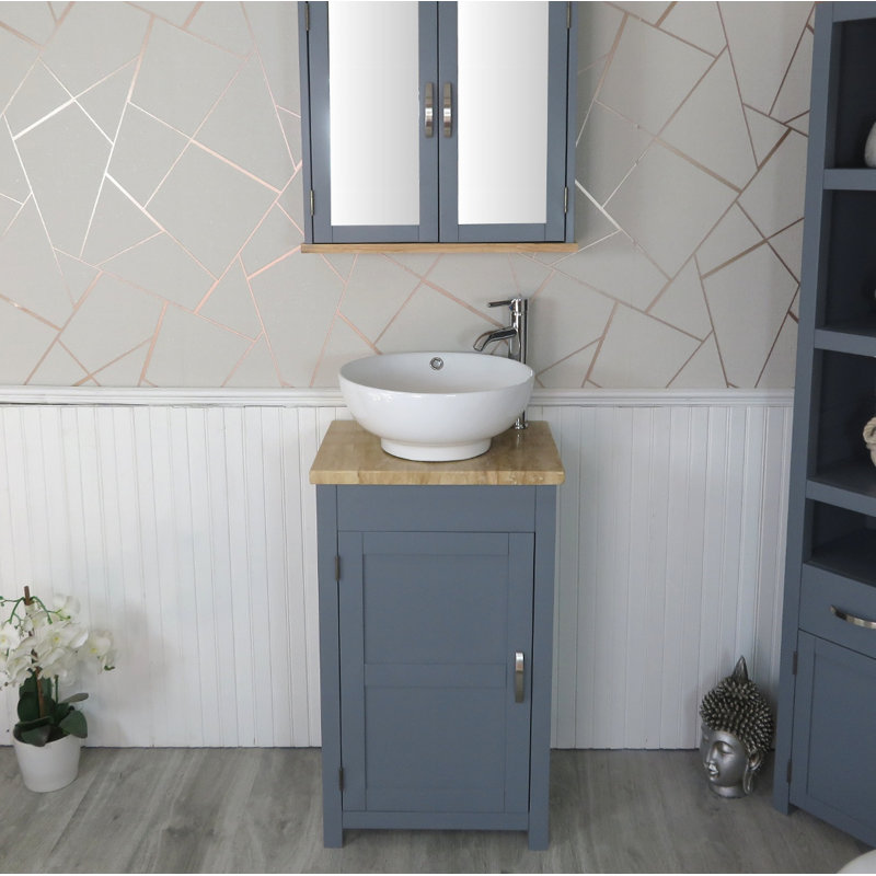 Slimline Compact 515mm Free-standing Cloakroom Vanity Unit, Grey