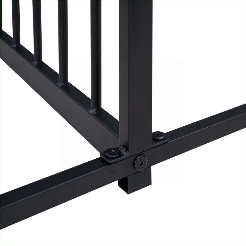 Lit plateforme simple en métal massif noir profond, aucun sommier requis