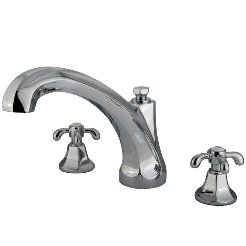Robinet de baignoire romaine à 3 poignées et 3 trous Kingston, Chrome poli