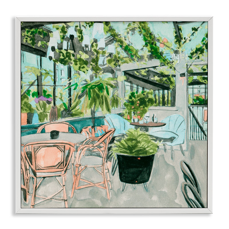 «Giclee Art» par Melissa Wang, Estampe numérique encadrée blanc bord de mer, H 24 po x l 24 po