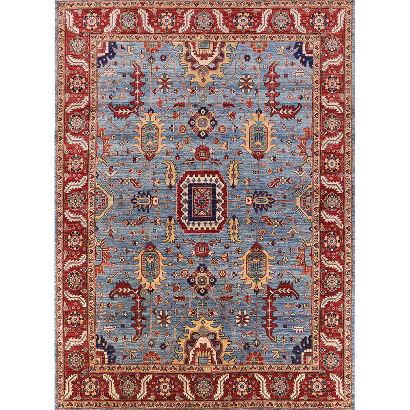 Tapis oriental rouge / bleu Rider, Rectangle 5 pi x 7 pi