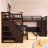 Solid Wood Frame Twin-Twin over Full L-Shaped Bunk Bed With 3 Drawers, Portable Desk and Wardrobe-101331791