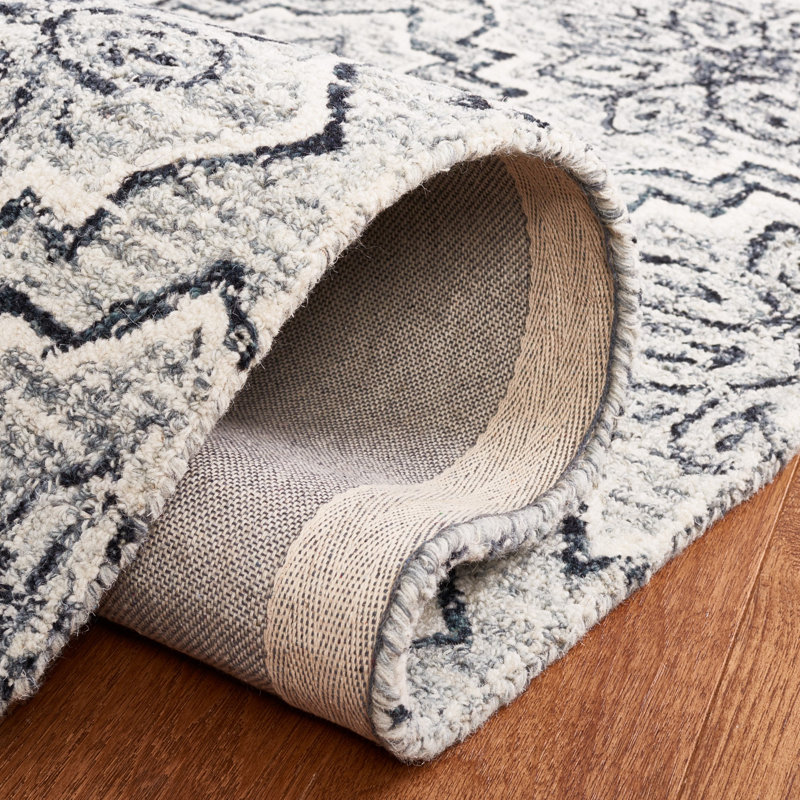 Abstract Hand Tufted Wool, Cotton Geometric Rug, Rectangle 5' x 8'