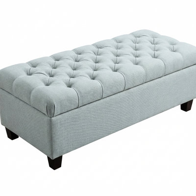 Blue 49.22" Footrest Stool And Storage Bench, For Bed End Dining, Hand - Crafted With Solid Wood, Multifunctional Hinge Big Interior