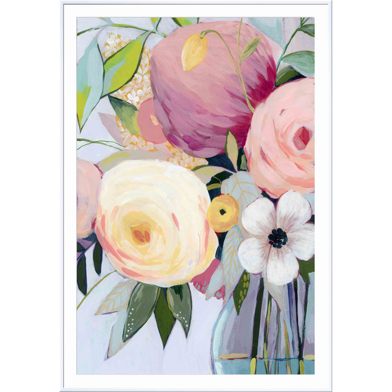 «Georgia Bouquet I» par Grace Popp - peinture encadrée, H 12 po x l 12 po, Blanc