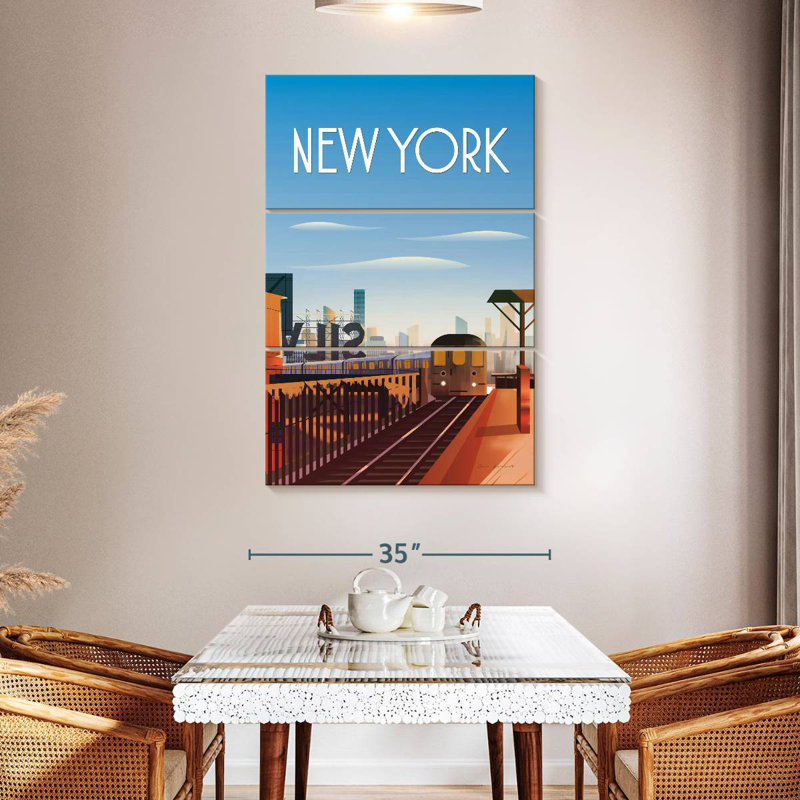 Train de New York, H 65 po x l 42 po