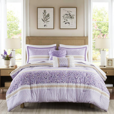 5 pièces d'édredon en tissu gaufré très grand / très grand avec coussins décoratifs - microfibre imprimée, motifs floraux / botaniques de style chic décontracté et embellissement en dentelle, rembourrage, lavable à la machine, emballage compressé,