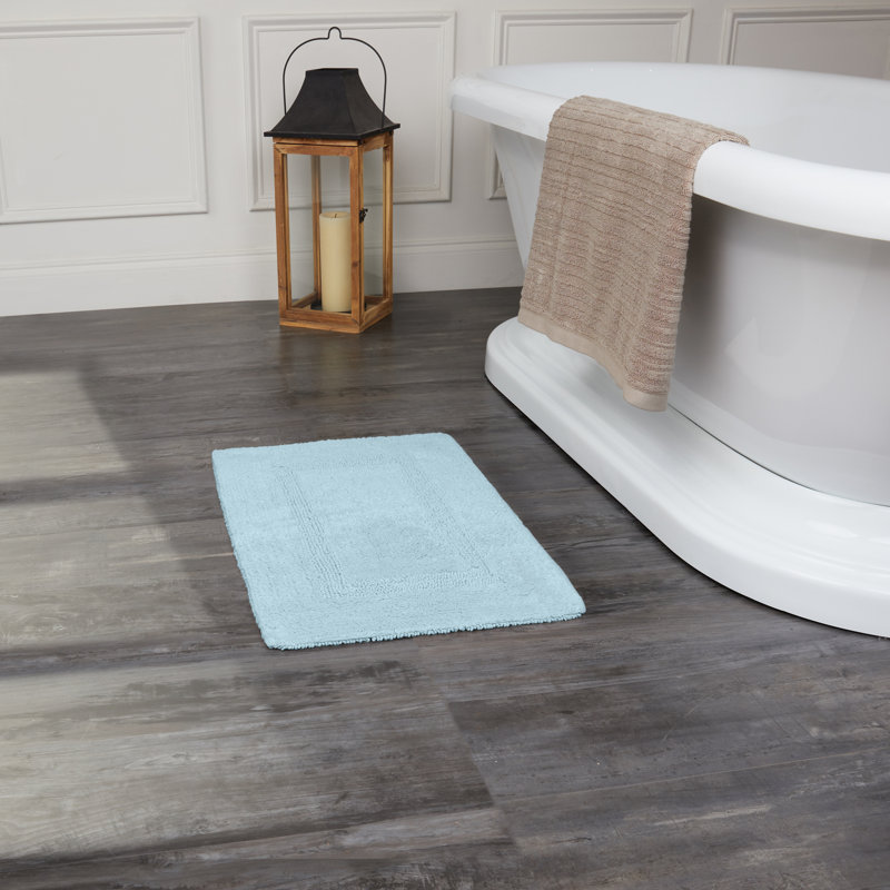 Edilio Cotton Bath Rug, Blue, 16'' W x 24'' L