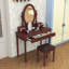 5 Drawers Vanity Makeup Desk with Mirror and Upholstered Stool-1061647577
