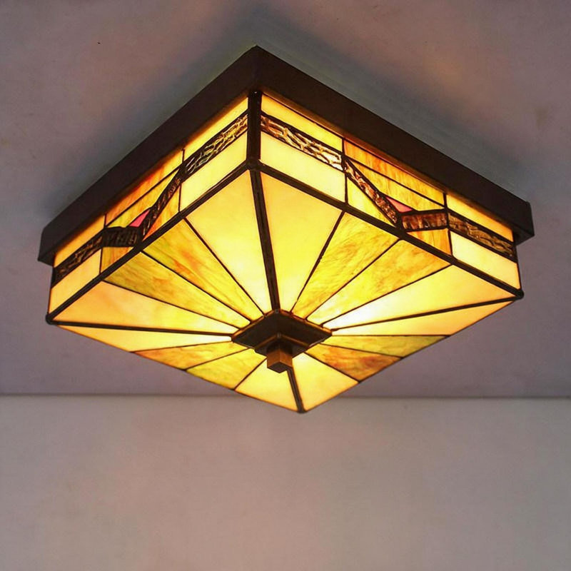 Glass and Tiffany Glass Flush Mount