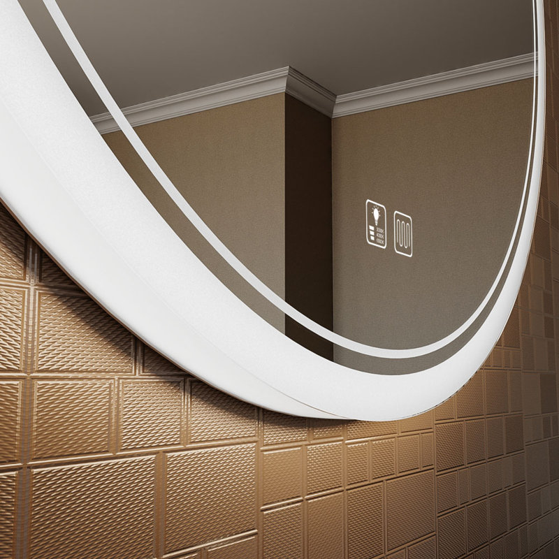 Grand miroir de salle de bain rond moderne à DEL Liese, température de couleur réglable, 40 po x 40 po