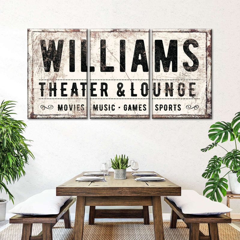 " Williams Theater Typography Multi Piece Canvas Print " 3 - Pieces, 39" H x 80" W x 1.25" D