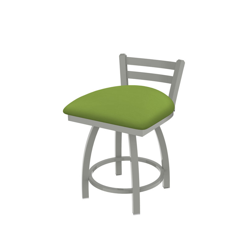 Tabouret de coiffeuse en métal Jackie, Nickel anodisé, Vinyle - Canter Kiwi - vert