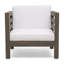 Fauteuil club en bois avec housses de siège bloquantes, structure stable et moderne